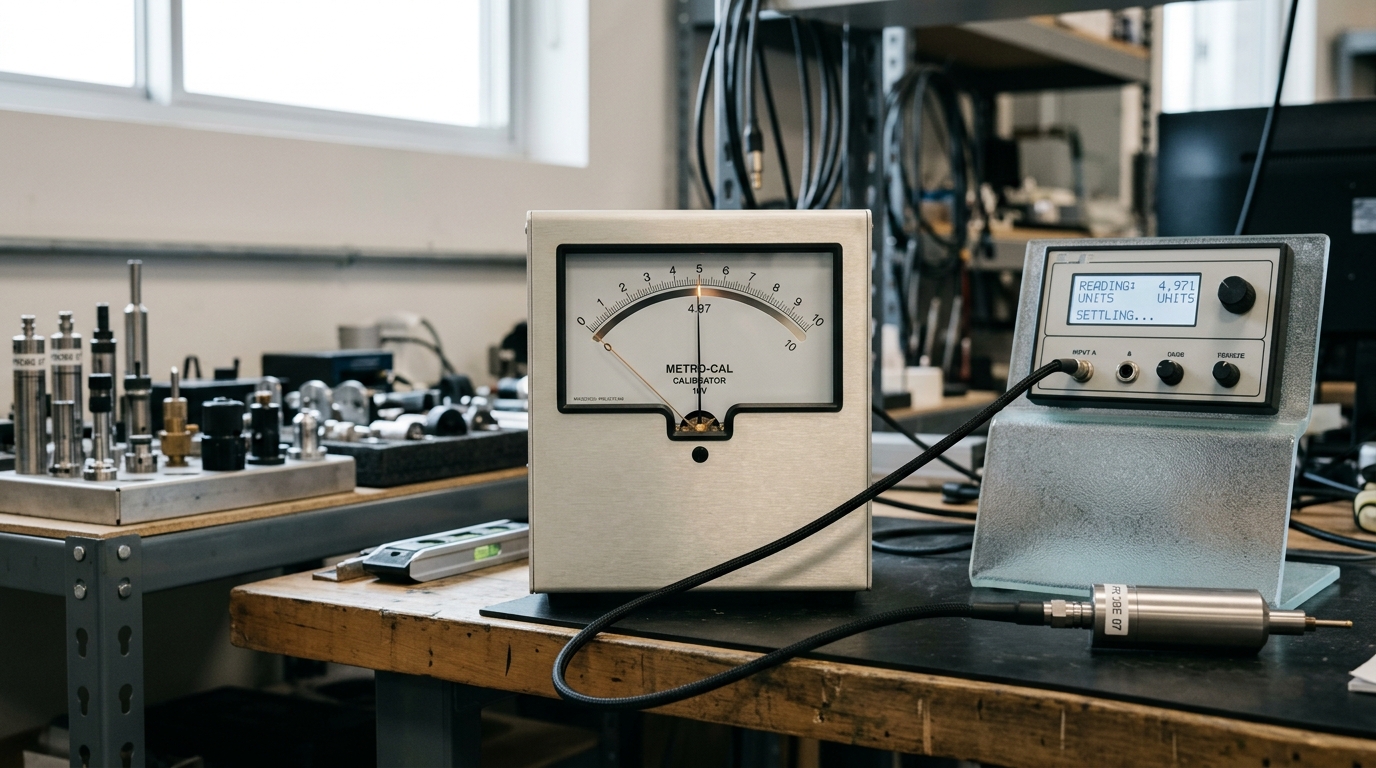 An instrument bench feeding sensor calibration data into a workstation for an inverse-problem reconstruction