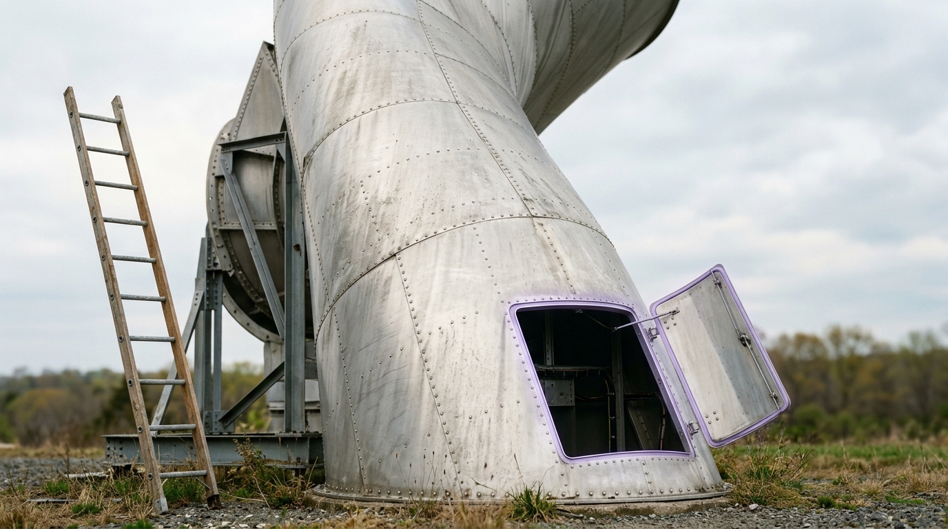 The throat of the Holmdel horn antenna in 1964, where excess microwave noise was first traced to the sky
