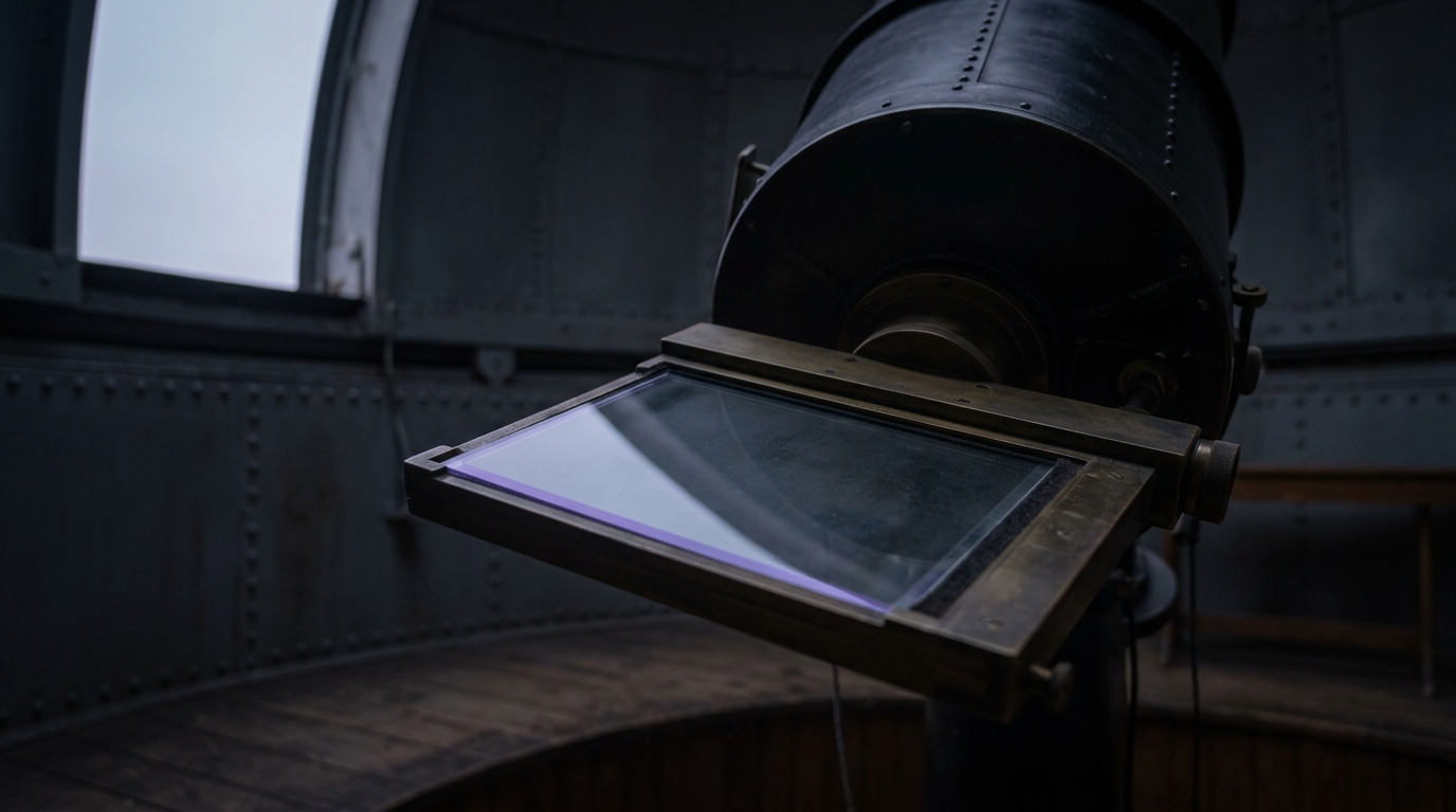 The 100-inch Hooker telescope's plate holder being loaded before dawn at Mount Wilson Observatory