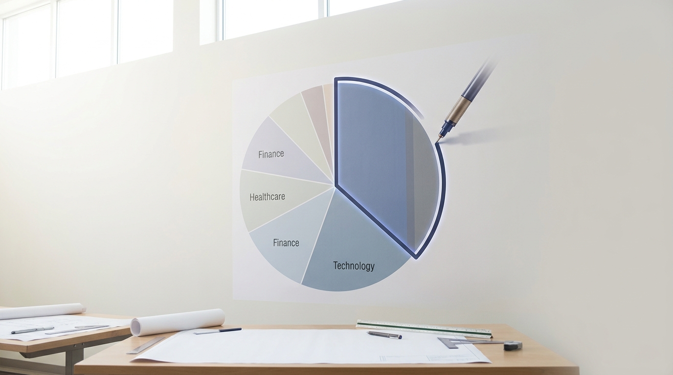 A wall chart in a bright fab office plotting production volume against node maturity rather than transistor size, a pin marking the fab's own position well away from the leading-edge end of the scale