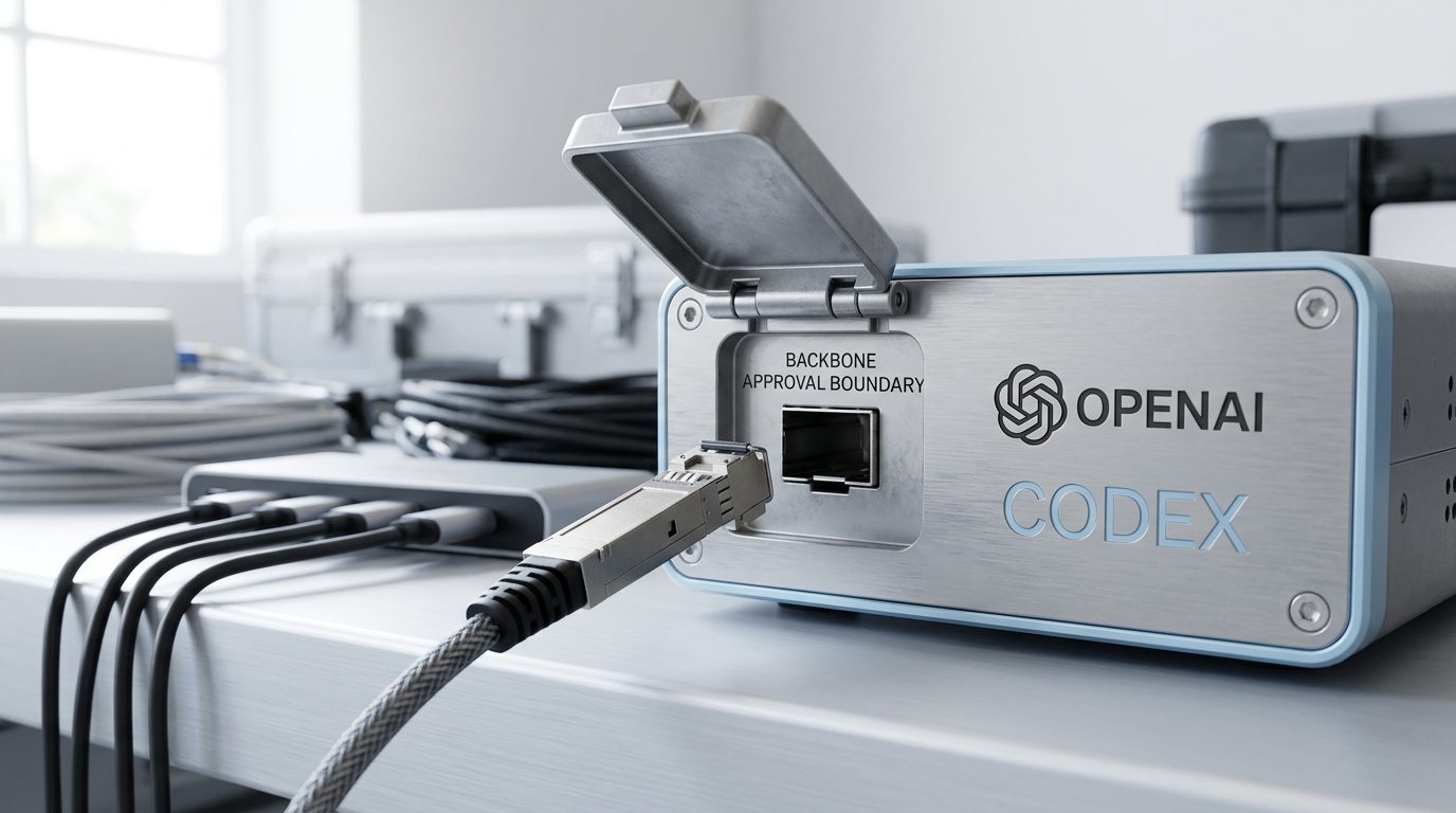 An OpenAI Codex workstation with a physical network switch guard caught open before an uplink is enabled