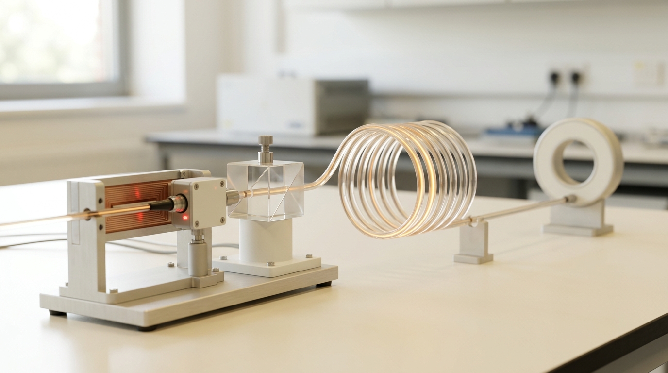 The same interferometer feeding a local field sensor and a distant boundary pickup through two separate real cable paths