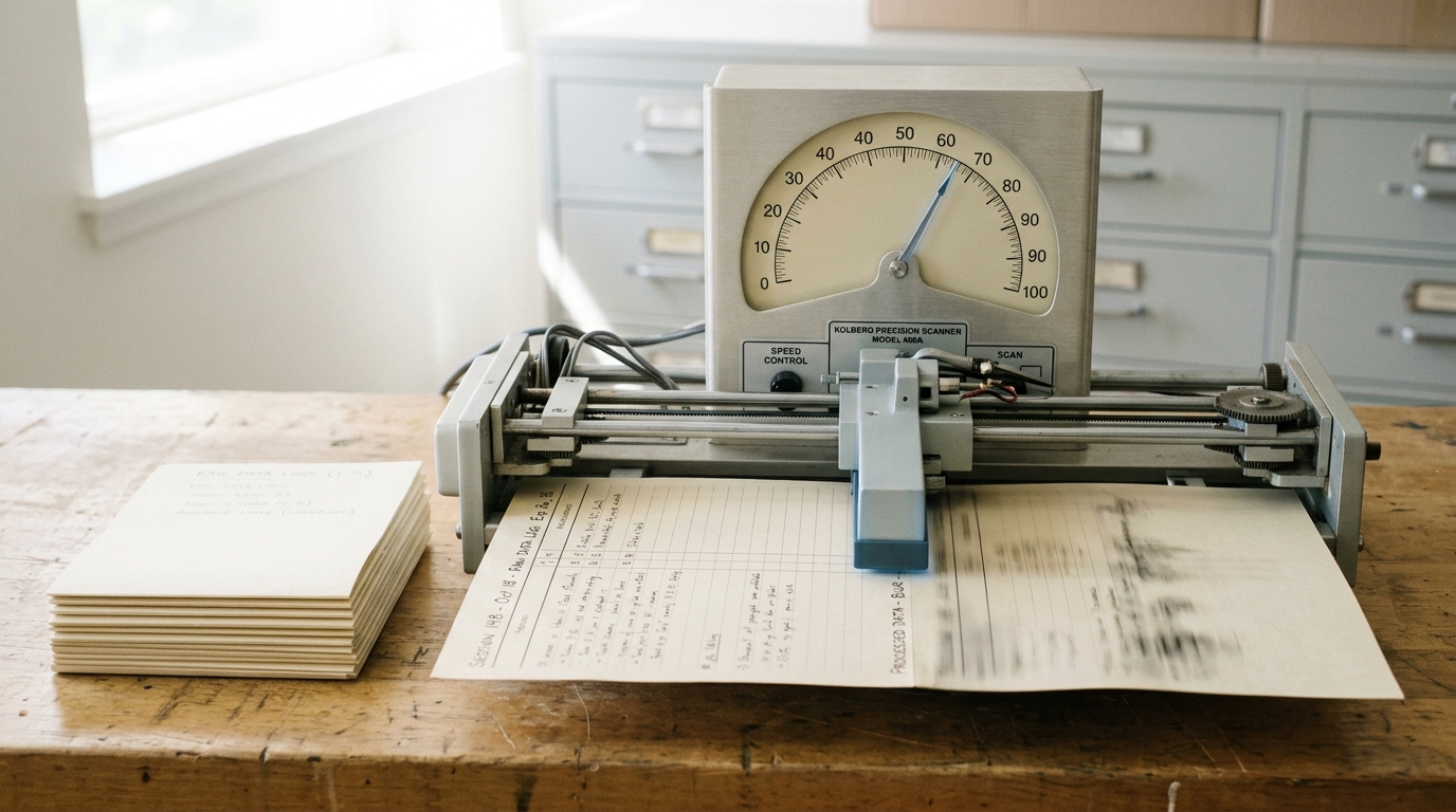 A noise-injection dial and clamp apparatus applying a calibrated blur to a printed record before it leaves the facility