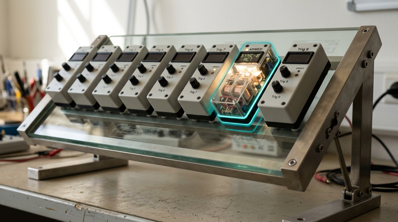 A counter-propagating Raman beam table with two beam paths crossing at a vacuum window, one path still behind a closed shutter