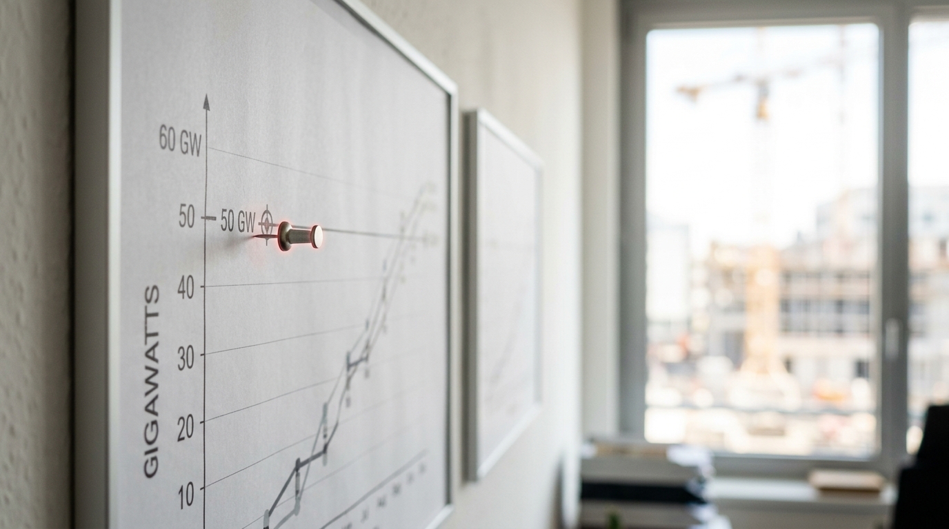 Two charts pinned side by side on a bright wall, one visibly aged and hand-drawn from an earlier era and the other modern and printed, a single trendline caught being traced continuously across the gap between them