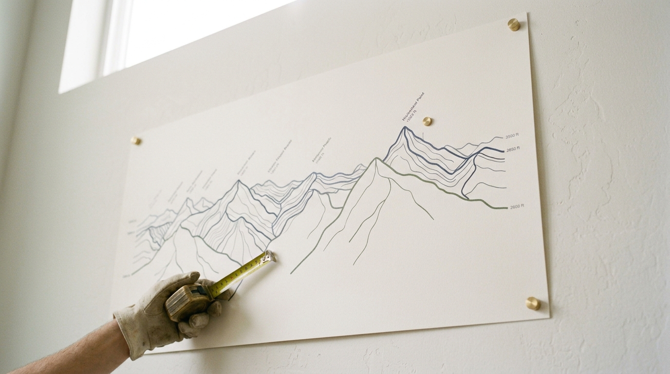 A close view of the same chart's climbing section before the drop, a measuring tool caught spanning the steep rise to note its scale